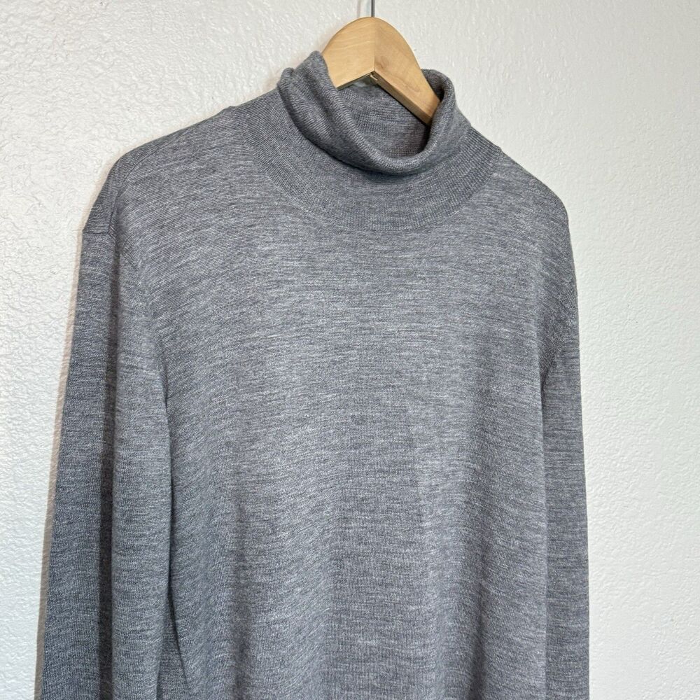 Express Turtleneck Sweater Gray Merino Wool Blend Soft Luxury Men XXL Tall